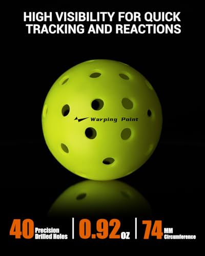 Warping Point Outdoor Pickleball Balls USAPA Approved | 4 Pack, 12 Pack | 40 Holes Competition Pickle Balls for Tournament Play | Crack Resistant Pickleball for Beginner Intermediate Pro Player - style: Outdoor - 4 Pack