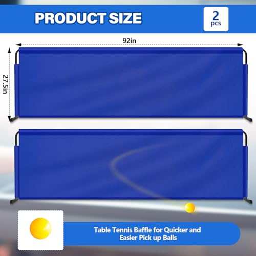 2 Pcs 92" x 27.5" Table Tennis Baffle Barrier Table Tennis Field Fence 420d Oxford Cloth Court Surround Barrier Block for Quicker and Easier Pick Up - color: Blue