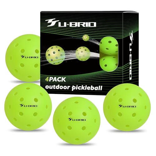 Pro-Grade 40-Hole One-Piece Outdoor Pickleball Balls 3/4/12 Pack - Pro-Player Tested with Wind-Resistant Design, High-Visibility & 300+ Hit Durability for Competitive Play - color: green, size: 4 pack