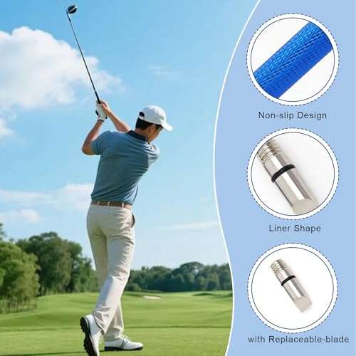 Golf Club Cleaner Iron Out Groove Sharpener with Spare Upgraded Sharpener Tip, Golf Bag Accessories Essentials for Men Blue