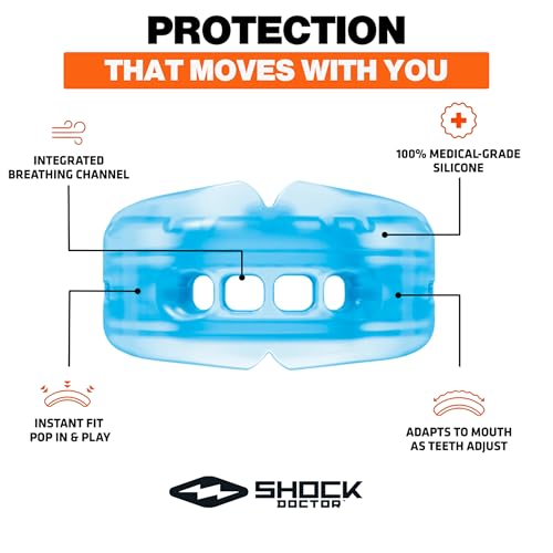 Double Braces Strapless Mouth Guard Blue, Youth