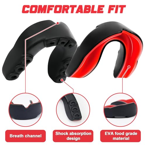 MENOLY Youth Mouth Guard - 5 Packs Football Mouth Guard, BPA Free Mouth Guard with Portable Case, Mouth Guard Sports for Boxing, Basketball, Lacrosse, MMA, Hockey, Wrestling, Soccer - size: Medium (8-14 Year old)