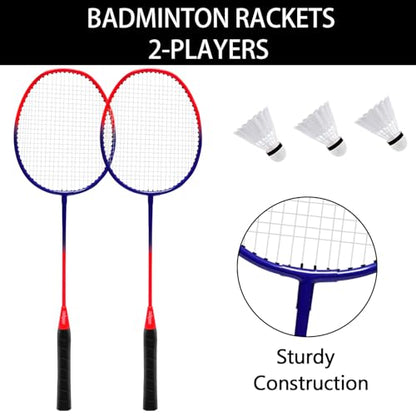 Zdgao Volleyball and Badminton Combo Set for Backyard - 20FT/32FT Volleyball/Badminton Net with Adjustable Height Pole,Anti-Sag System,Volley Ball, Badminton Racquets,Boundary Line and Carry Bag