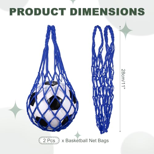 uxcell Basketball Net Bags, Nylon Soccer Ball Holder Portable Multifunctional Single Ball Mesh Net Bag for Storage Basketball Soccer Rugby Balls - color: Blue
