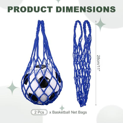 uxcell Basketball Net Bags, Nylon Soccer Ball Holder Portable Multifunctional Single Ball Mesh Net Bag for Storage Basketball Soccer Rugby Balls - color: Blue