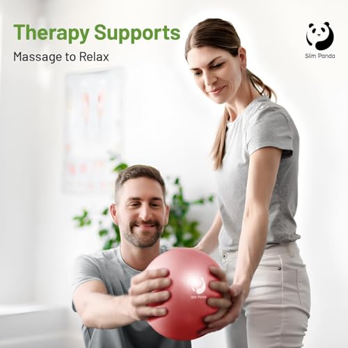 Slim Panda 9 Inch Pilates Ball - Anti-Burst Mini Yoga Ball with Needle Valve Pump - Small Exercise Core Ball for Barre, Stability & Physical Therapy