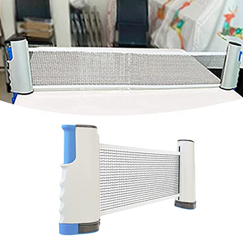 Tyenaza Retractable Pong Net, Portable Table Tennis Net and Post Set, for 66.9in Wide Tables Grey Blue(13.8x19cm)