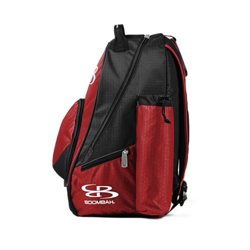 Boombah Tyro Baseball/Softball Bat Backpack - 20" x 15" x 10" - Holds 2 Bats up to Barrel Size of 2-5/8" - color: Black/Red