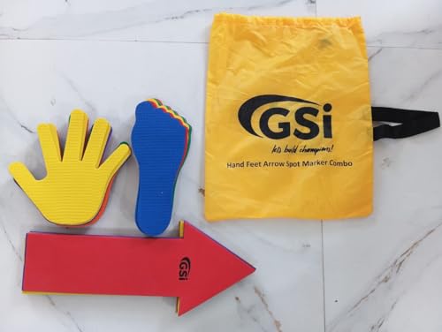 GSi Spot Markers – Non-Slip Non-Toxic Poly Spots – Floor Markers for PE, Sports & Classroom Activities - size: 7.⁠ ⁠Hand Feet Arrow Combo