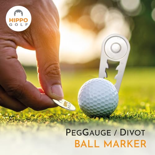 PegGauge 3-in-1 Tee Height Gauge & Golf Divot Tool – Magnetic Ball Marker, Repair Pitch Marks, Perfect Tee Height Every Swing, Lightweight Golf Accessory