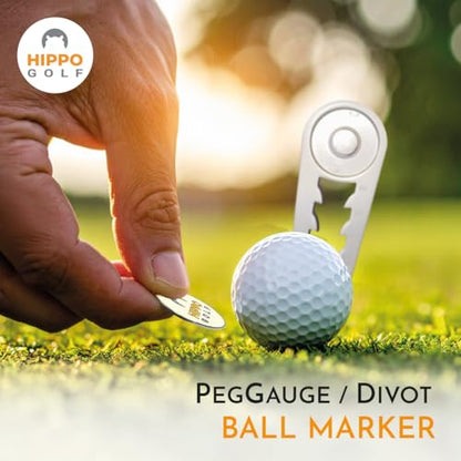 PegGauge 3-in-1 Tee Height Gauge & Golf Divot Tool – Magnetic Ball Marker, Repair Pitch Marks, Perfect Tee Height Every Swing, Lightweight Golf Accessory