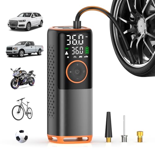 Tire Inflator Portable Air Compressor-160 PSI Car Tire Air Pump, Bike Pump with Gauge, Portable Tire Pump for Car, Bike, Motorcycle Tires, Balls, and More