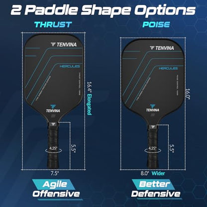 TENVINA Pickleball Paddles, Multi-Layer T700SC Textured Carbon Fiber Pickleball Paddle, Pickle Ball Paddle with Strong Spin & Power Surface, 4-Types of Shapes and Thicknesses, USAPA Approved - style: 2-Pack of Carbon-Elongated-16MM