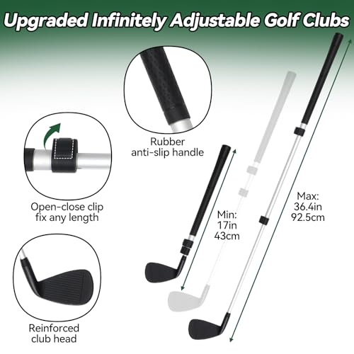 Liberry Golf Chipping Game with Large Chipping Mat, Upgraded Adjustable Golf Club, 25 Sticky Balls, Outdoor Indoor Sports Toy Gifts for Adults Kids, Family Yard Target Game - style: chipping mat with upgraded club