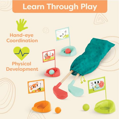 B. toys – Wooden Golf Set for Toddlers with Storage Bag – Sports & Outdoors Pretend Play Toy – 15 Pieces Set – 3+ Years - style: Wooden Golf Set