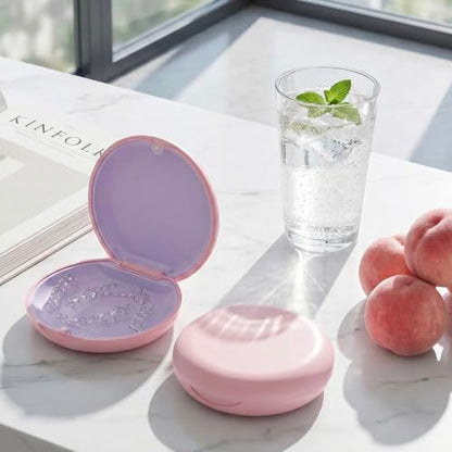 2 Pack Retainer Case, Compatible with Invisalign, Slim Aligner Case with Removal Tool, Aligner Seaters & Brush, Pocket Size Secure Magnetic Closure for Travel - Pink & Lavender - color: 2 Pack - Pink & Lavender