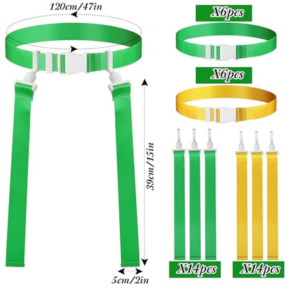 Peryiter 2/12/24/36 Player Flag Football Belt, Adjustable Football Belts and Flags for Kids Youth Adult Sport Team Training - color: Yellow, Green