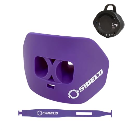 O Shield Core Football Mouth Guard with Detachable Strap, No Boil Brace Friendly Lip Guard for Football, 7v7, Flag Football and Training - color: Purple
