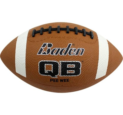 Baden QB Rubber Football | Molded Rubber Cover and Laces Holds up to Tough Conditions | Ideal for Backyard Play, Camps & Leagues | Brown | Pee-Wee, Junior, Youth, Official Sizes - size: Pee-Wee Size 5, style: 6-Pack