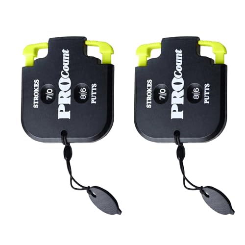 Golf Stroke Counter 2 Digit 1-99 Portable Score Keeper with Reset Keychain for Golf Competitions Games - color: Black+Green, size: 2 Pack