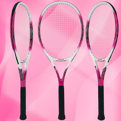 Senston 27 inch Tennis Racket for Adults 1 Pack Tennis Racket Set Tennis Overgrip, Vibration Damper - color: red