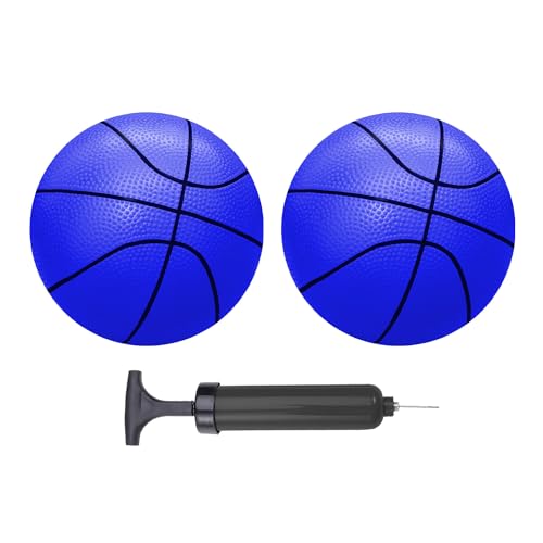 ABAJI Mini Basketballs Blue 2 PCS 5" Set with Random Color Pump Needle Durable Material for Mini Hoop Toddlers Kids Teenagers for Pool Indoors Outdoors - color: Blue