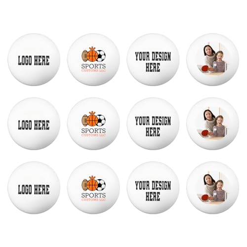 HAMMET Custom Ping Pong Balls - 12-Pack Personalized Table Tennis Balls in Orange and White - Add Name, Text, or Logo - Durable 3-Star Official Size for Training, Clubs, and Games - color: White