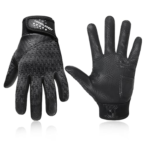HANDLANDY Baseball Batting Gloves for Adult Youth, Grip Breathable Softball Batting Gloves Fit Men Kids Boys Girls - color: Raven Black-Kids, size: Kids X-Small