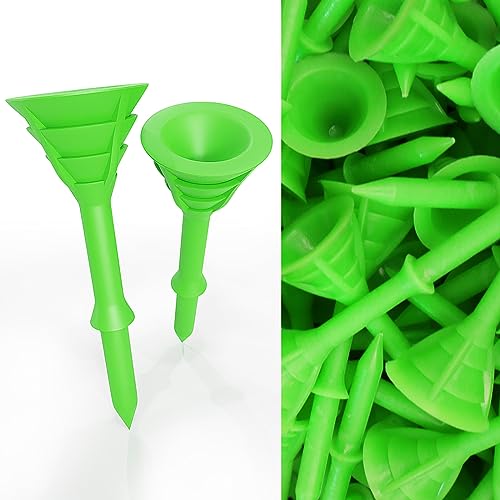 FINGER TEN Golf Tees Plastic Unbreakable Tee 3 1/4 Inch 12/24/60 Pack, Durable Stable Golf Tee 4 Colors Available for Practice - color: Green, size: 3 1/4 Inch(12 Pack)