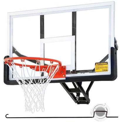 54.5" Wall Mounted Basketball Hoop ，Shatterproof PC Backboard Basketball Goal with Adjustable Height for Garage, Indoor & Outdoor Use