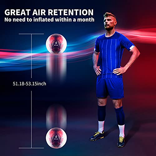 SHOKE Soccer Ball Size 5 Official Size Soccer Ball Thermal Bonded Training Slip Resistant - color: Purple Red(Deflate Single Ball)