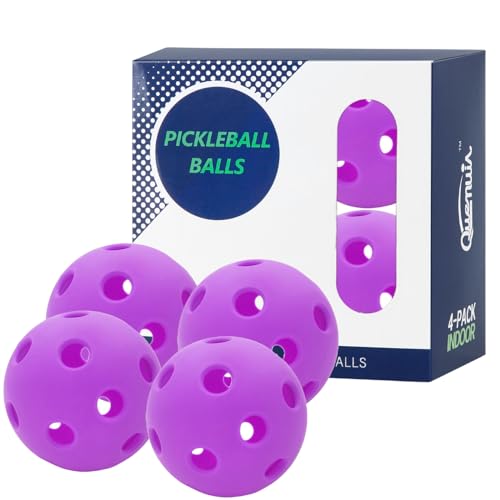 Indoor Pickleball Balls,26 Holes Indoor Pickleballs USAPA Approved,4-Pack High Bounce Pickle Balls, Pickleball Gifts for Men or Women Pickleball Enthusiasts, Purple