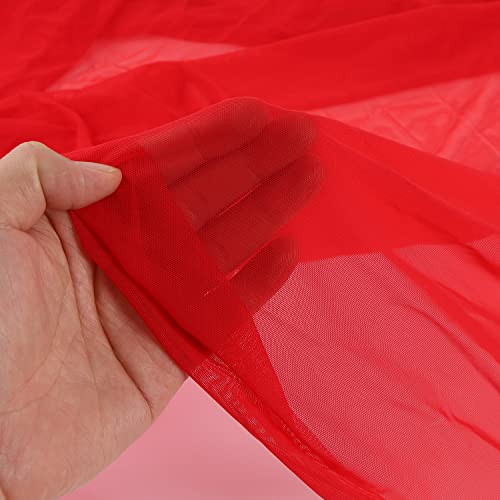 Superfine 4-Way Stretch Net Fabric Nylon Spandex Power Mesh Lightweight Sheer 60" Wide, a Continuous 5 Yards (Vivid Red) - color: Vivid Red