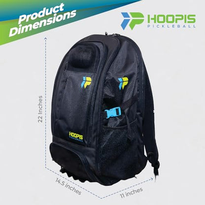 Hoopis Extra-Large Pickleball Travel Backpack – Carry-On Size Tournament Bag – Fits 4–6+ Paddles – Oversized Gear Bag with Shoe Compartment – NOT a Standard Backpack