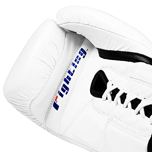 Fury Professional Lace Training Gloves - Lace Up Sparring Gloves for Boxing, Bag, and General Training - color: White, size: 12 oz