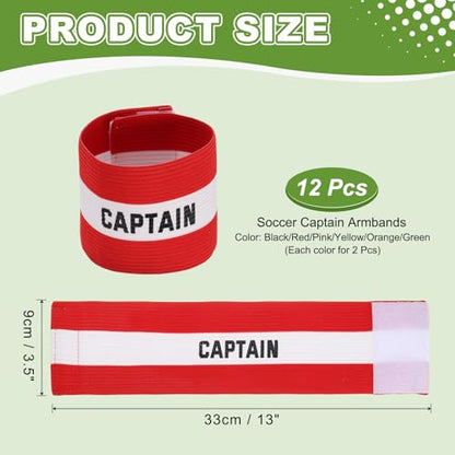 Soccer Captain Armbands, Adjustable Captain Bands Soccer Elastic Armband Protective Arm Badge Bands,12Pcs &Multicolor - Fit for (Adult Youth Team Sports/Football/Basketball)