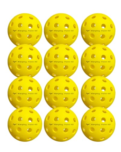 Warping Point Pickleball Balls | 26 Holes, 40 Holes | 4 Pack, 12 Pack | Meet USAPA Specifications | High Bounce Durable Practice Pickle Ball for Beginner & Intermediates | Orange, Blue, Yellow, Green - size: 12 pack