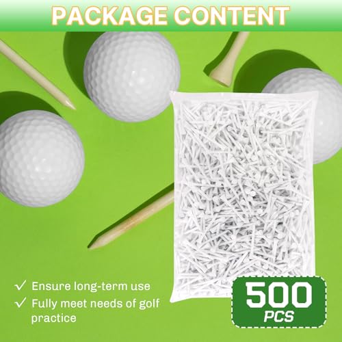 Bamboo Golf Tees 1000/500 PCS 2-3/4 & 3-1/4 inch Length | Professional Natural Bamboo Golf Tees, Durable and Low Friction