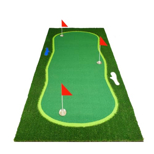 Golf Putting Green, Large Professional Golf Training Mat, Realistic Artificial Grass Turf,Golf Turf Mat with 3 Flags, Golf Game Kids, Putting Practice Green Mat for Indoor Outdoor - size: 3.3X10ft