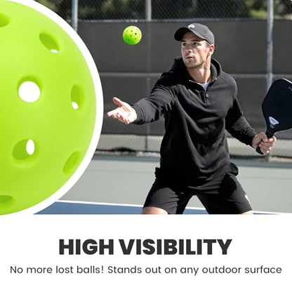 Pickleball Balls 6/12 Pack, Outdoor/Indoor Pickleball Ball - Balanced Flight, High Bounce, Superior Visibility - 40 Hole Green Pickle Ball Suitable for Most Floor Sport Courts