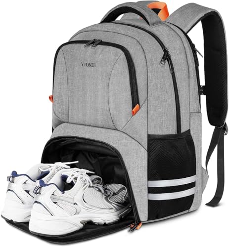 Ytonet Gym Backpack For Men Women, Backpack for Men with Shoe Compartment, Water Resistant Workout Sports Bag Fit 15.6 Inch Laptop, Gym, Sports, Camping, Hiking, Grey - color: Grey, size: 15.6 inch