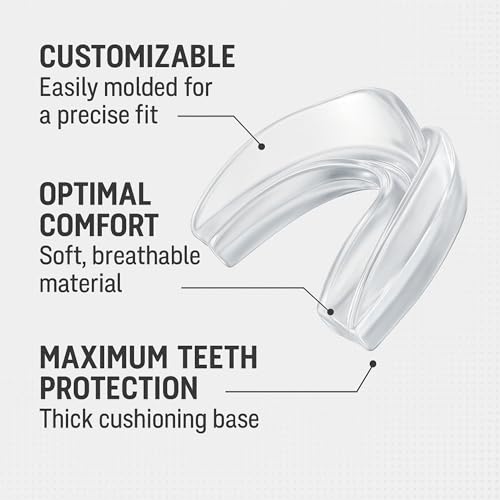 Sports Mouth Guard - 2 Pack Made in USA, Custom Fit Mouthguard for Adults & Teens 12+ - BPA-Free, Soft & Moldable Mouthguards for Football, MMA, Boxing, Lacrosse