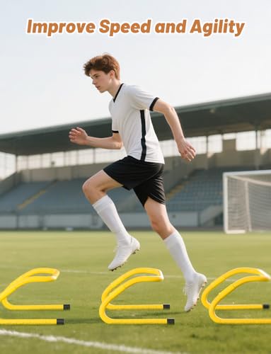 GHB Agility Hurdles 5/6 Pack Foldable Speed Agility Training Hurdles Adjustable Sturdy Hurdles Training Equipment Set with Carry Bag for Amateur, Athletes, Soccer, Basketball - style: 5 Pack Adjustable 8.3"&12.6"