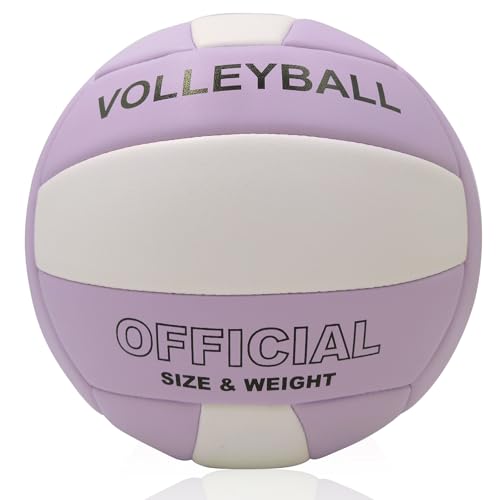 VerdeFlow Official Size 5 Volleyball – 18-Panel Soft TPU No-Sting Ball, Fade-Resistant & Leak-Proof, Vibrant Multi-Color, for Indoor, Outdoor, Beach, Sand, Grass, Court – Teens & Adults - color: Purple/white