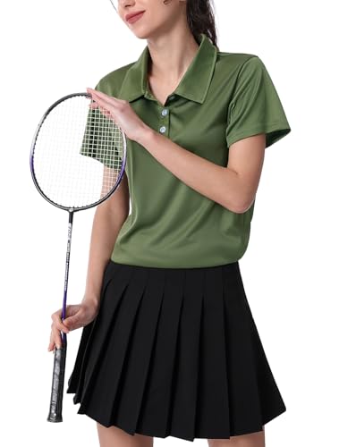 3-Pack Women's Short-Sleeve Sport Polo Shirts Quick Dry Moisture-Wicking Activewear Polos Tops for Work