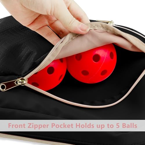 Women's Pickleball Bag - Sling Paddle Bag with Patent Design - color: Black