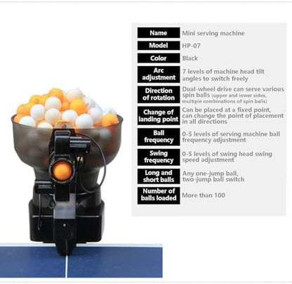 Table Tennis Robot,Automatic Ping Pong Trainer w/Wired Remote Control,36 Spin Options,User-Friendly Design for Enhanced Practice