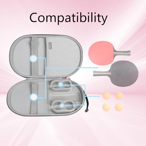 Carrying Case for Ping Pong Paddles/Table Tennis Paddles/Racquet Cyber Shape Hexagon,Fits for 2 Paddles and 4 balls - color: Large Pink