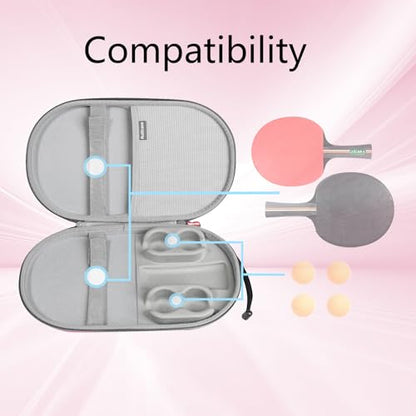 Carrying Case for Ping Pong Paddles/Table Tennis Paddles/Racquet Cyber Shape Hexagon,Fits for 2 Paddles and 4 balls - color: Large Pink