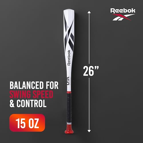 Reebok - T Ball Bat, 26-Inch Aluminum Bat for Kids & Youth, Baseball Bat for Practice, Training, and Beginners (White) - color: White